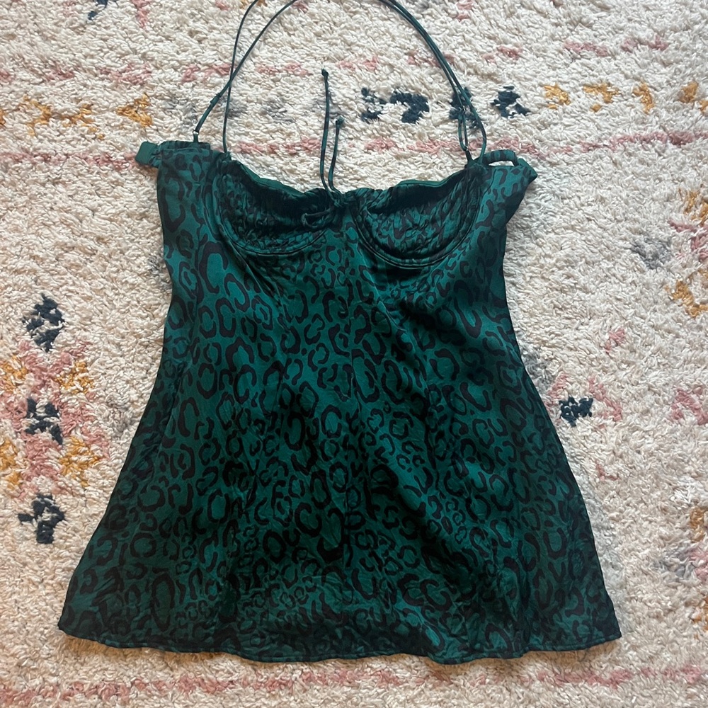Green Leopard Print Women's Mini Dress